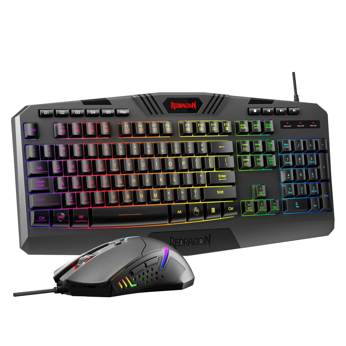 RGB Backlit Gaming Keyboard and Mouse Set for Redragon S101-3