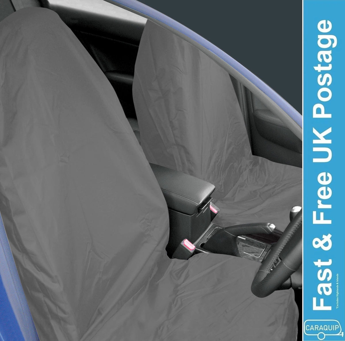 2X Front Seat Covers for Streetwize (HDFGYSC) Waterproof Heavy Duty Grey