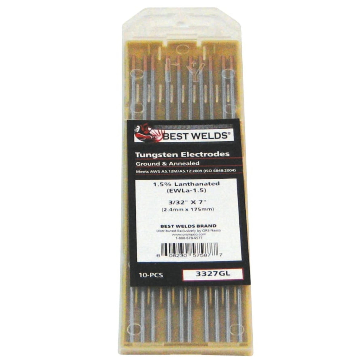 3X 3/32" 1.5% Lanthanated Tungsten Electrodes for Welding (10/PK)