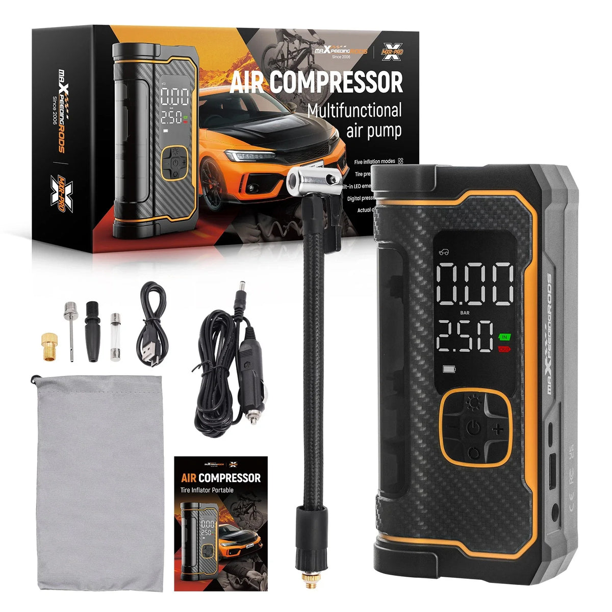 Portable Tyre Inflator Air Compressor for Car Bike (150PSI)