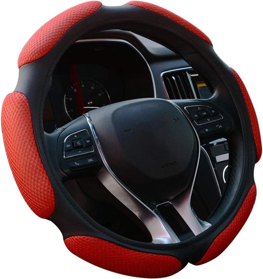15" Steering Wheel Cover for Universal Fit (Red)