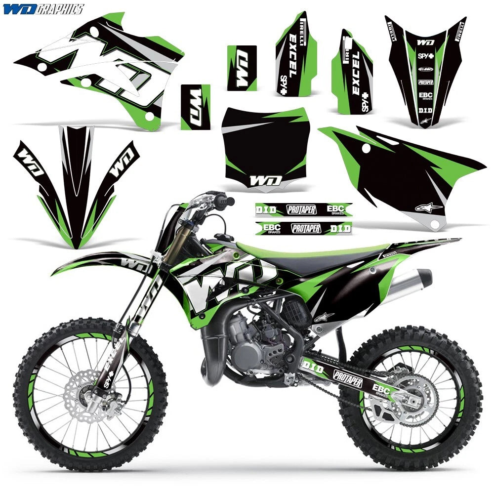 Graphic Stickers +#PLT/RIM Decals for Kawasaki KX85 KX100 (2014–2021)