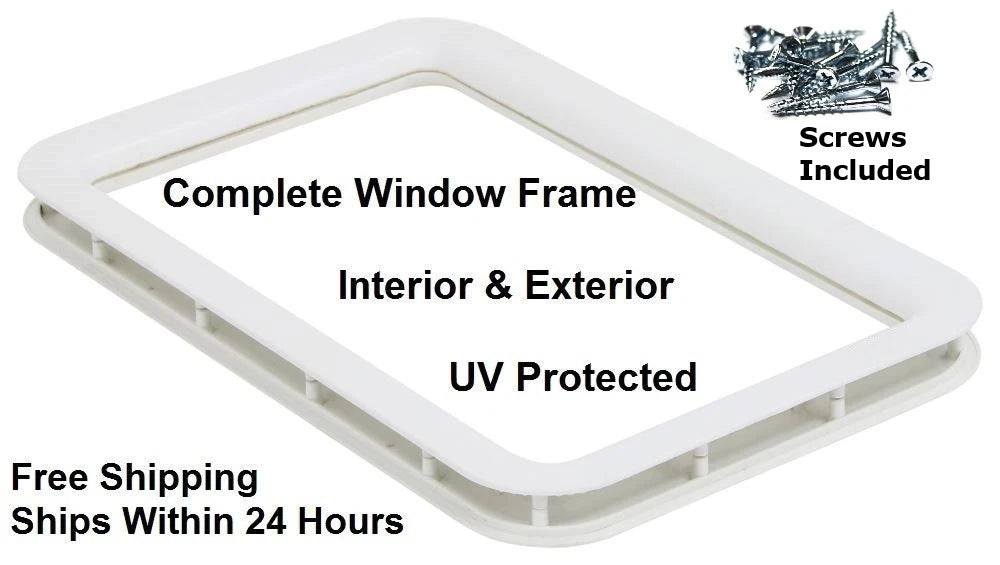 White RV Camper Trailer Entrance Door Window Frame 1175White