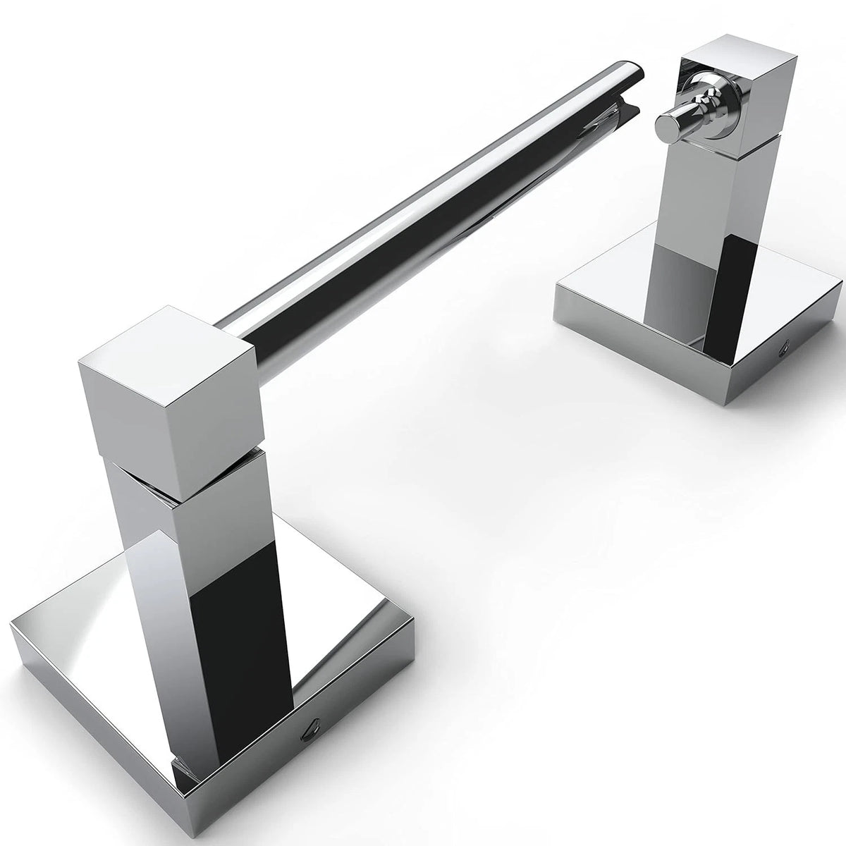 Chrome Double Post Pivoting Square Toilet Paper Holder for Universal Fit