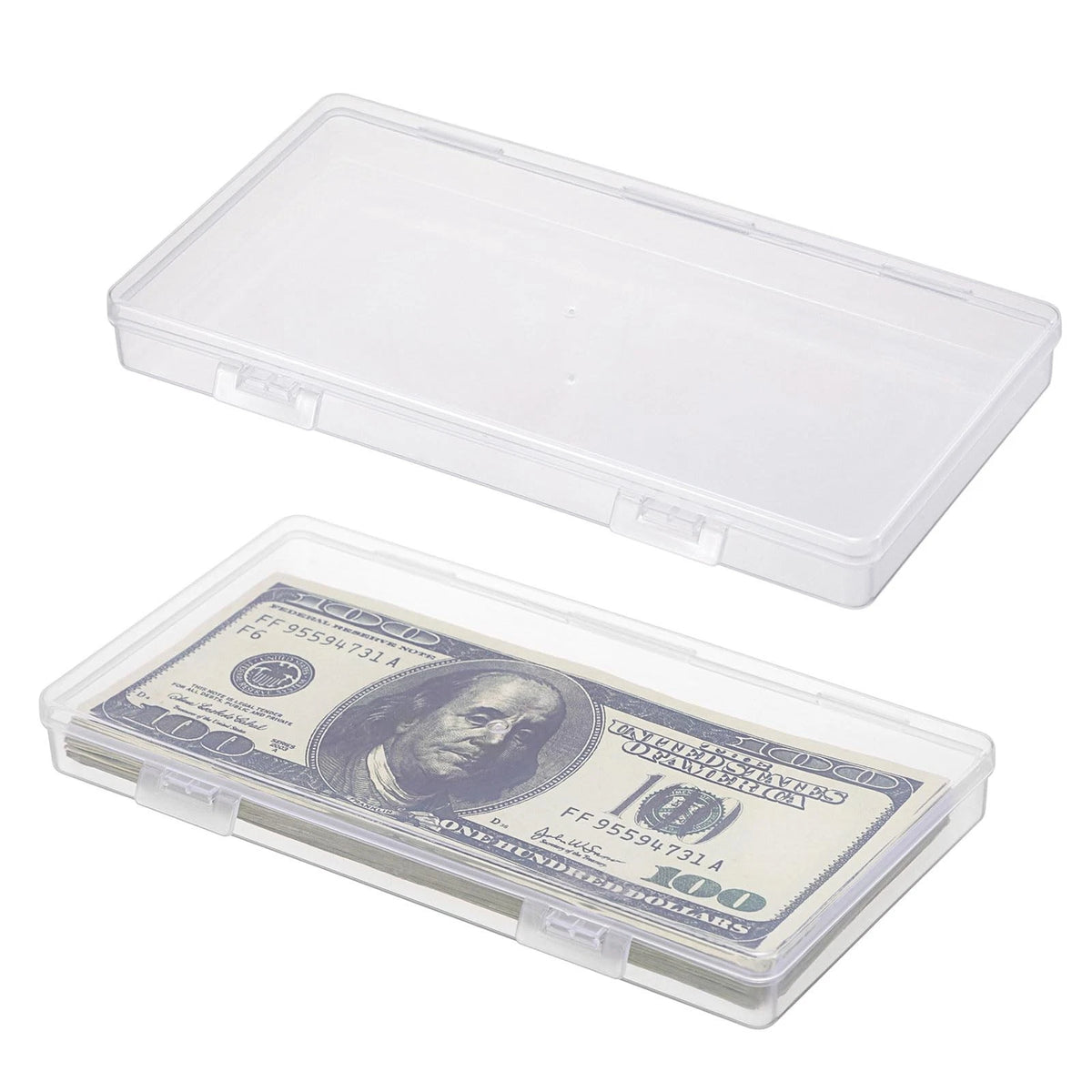 2X Plastic Cash Box Clear Currency Tray for