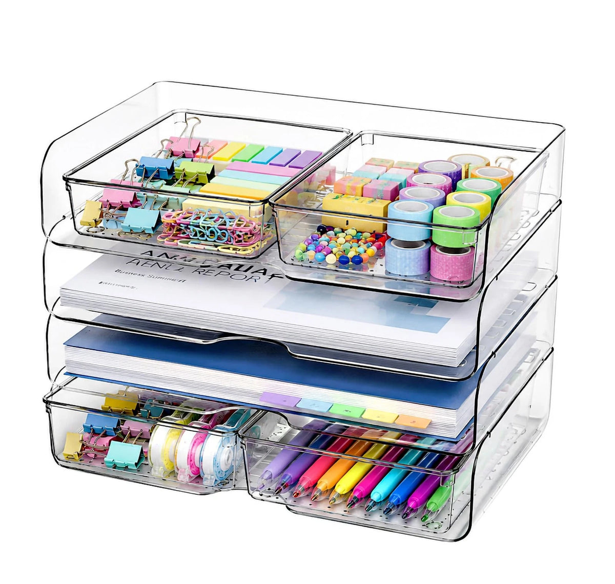 4-Tier Acrylic Desk Organizer with 4 Storage Bins for Office (2023–2023)