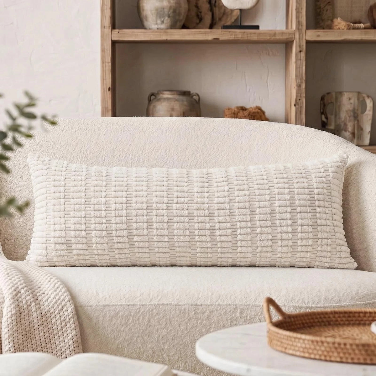 Decorative Throw Pillow Cover for 36" x 14" (Pack of 1) - Cream