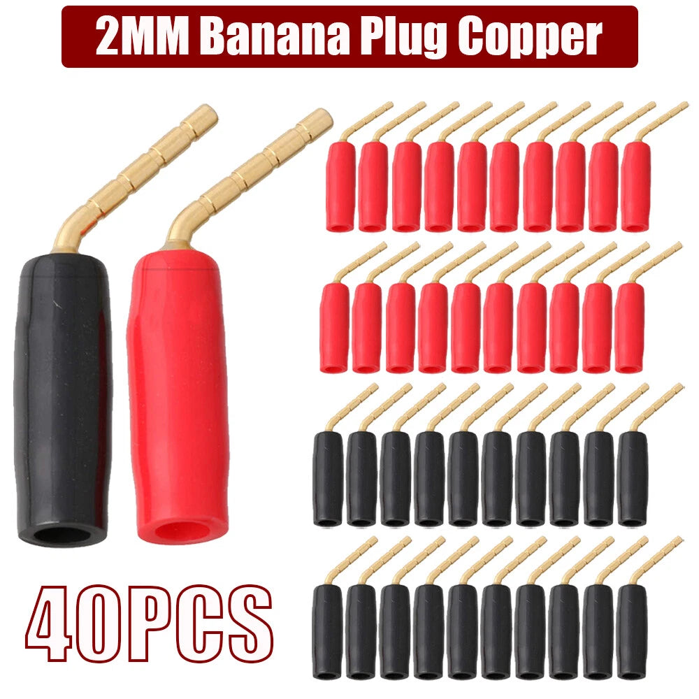 40PC 2mm Banana Plug Pin Screw Type Audio Speaker Cable Connector