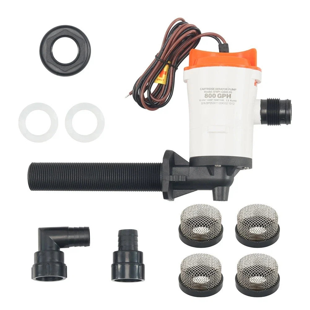 800GPH 12 Volt Boat Pump with 4 Stainless Steel Strainers