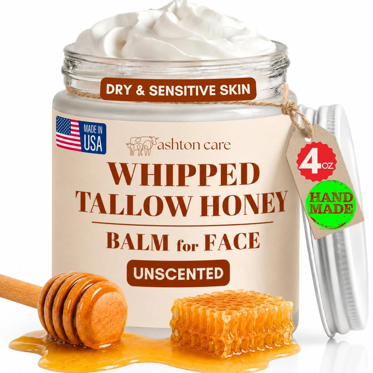 Whipped Tallow Honey Balm for Face - 4oz (Pack of 1)