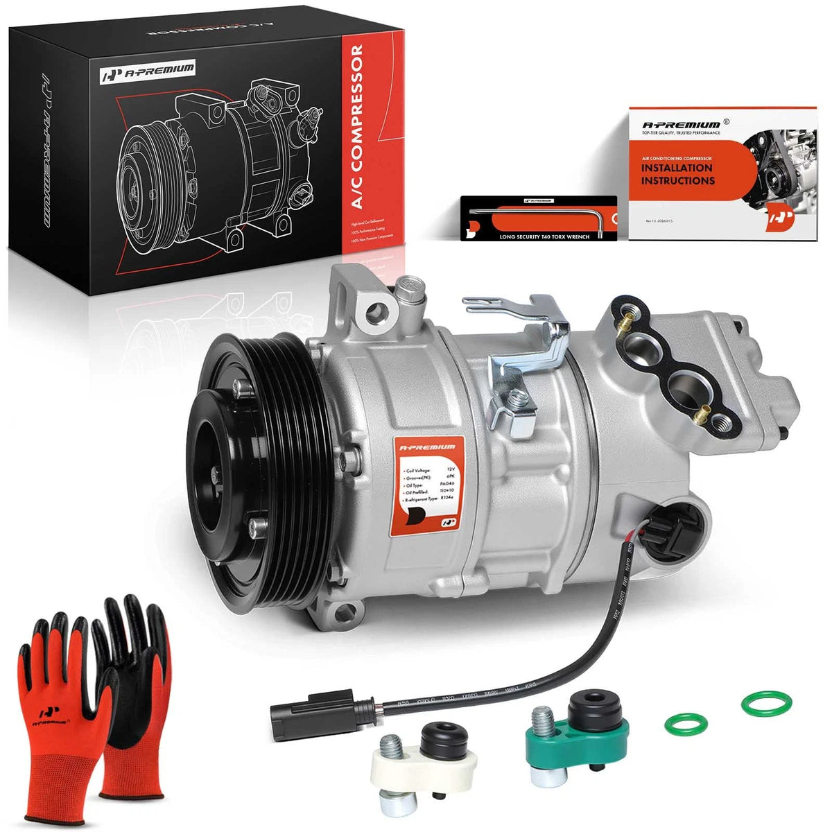 A/C Compressor with Clutch for BMW 320i 2005-2013 (64509145351, 64509156821)