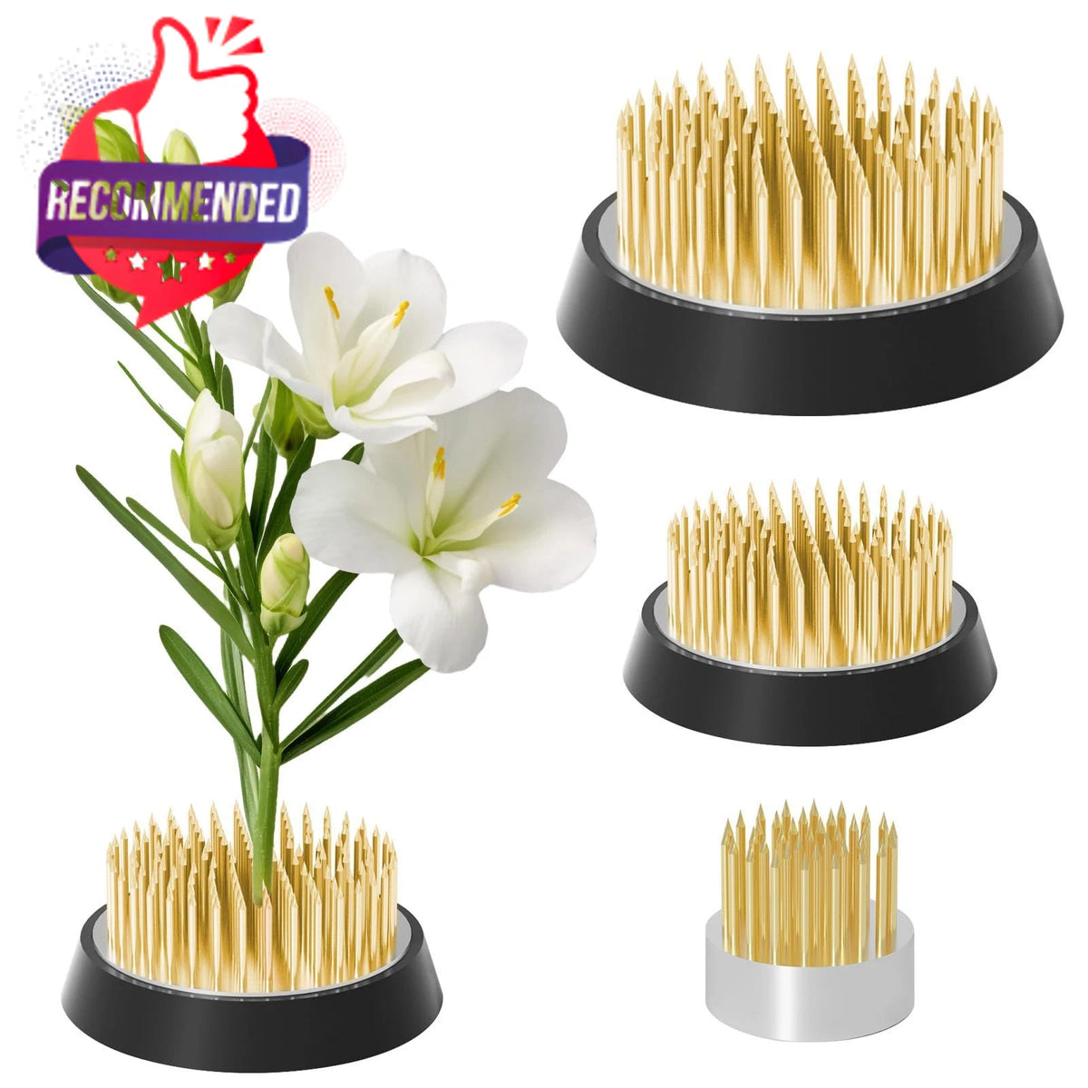 3 Pcs Round Metal Flower Frog Pin Holder for Floral Arranging