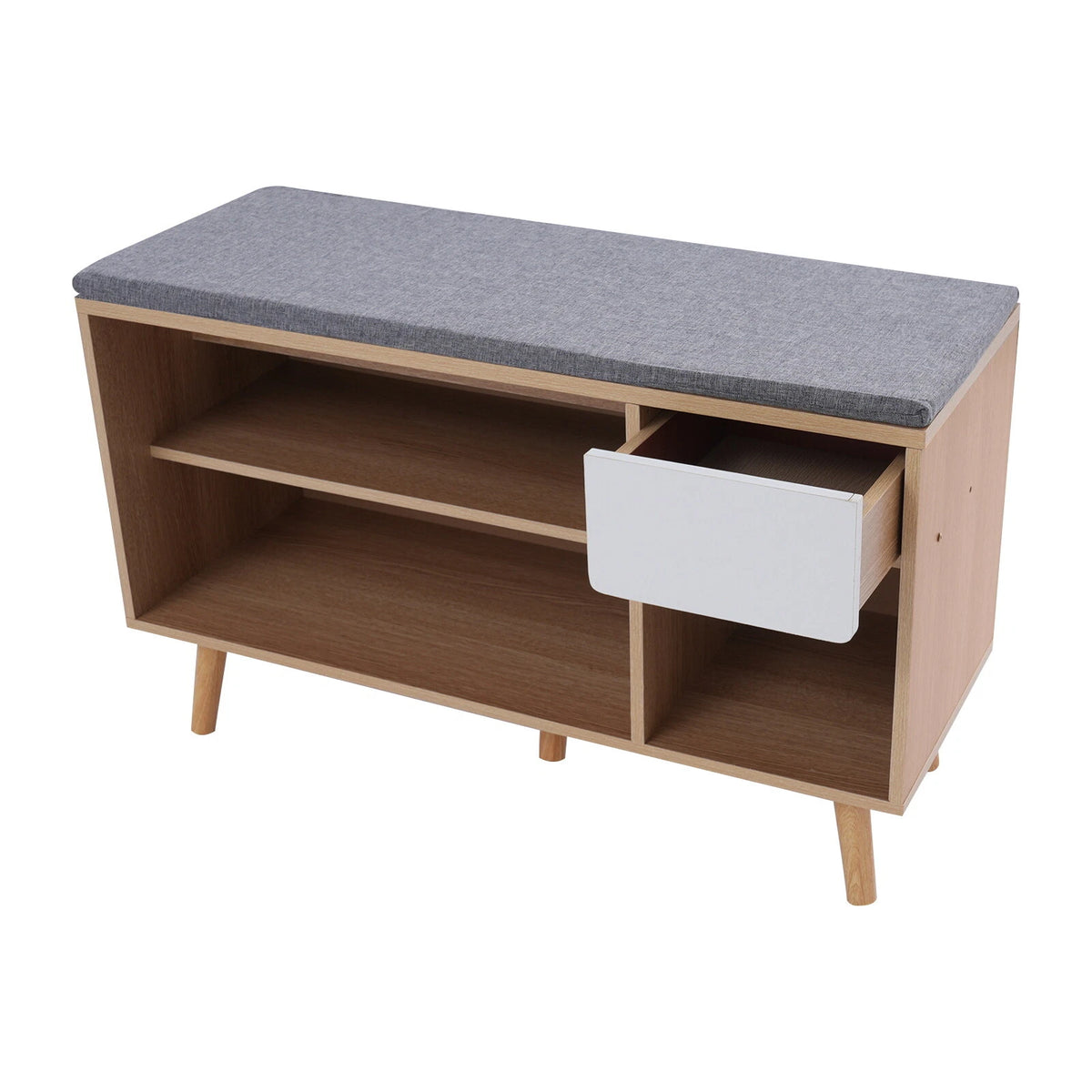 Shoe Changing Bench Storage Rack with Cushion Seat for Entryway
