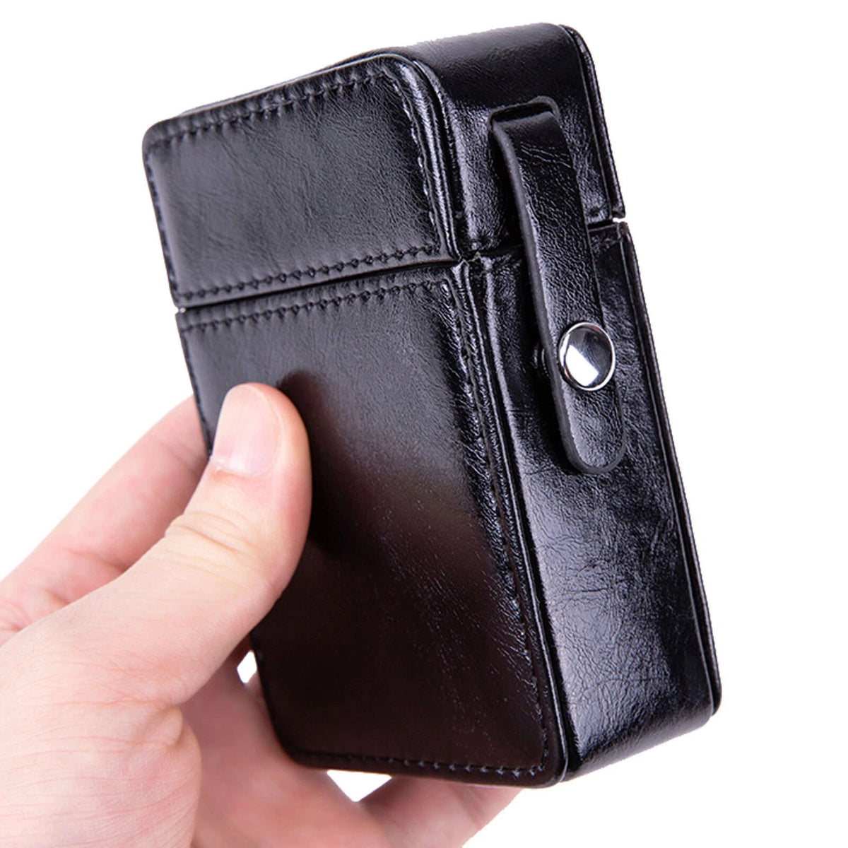 Cigarette Case Storage Pouch for Tobacco - PU Leather Black
