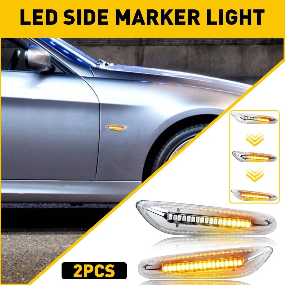 2X SMD LED Front Fender Side Marker Lights for BMW E90 E82 E92 E46 (2006–2013)