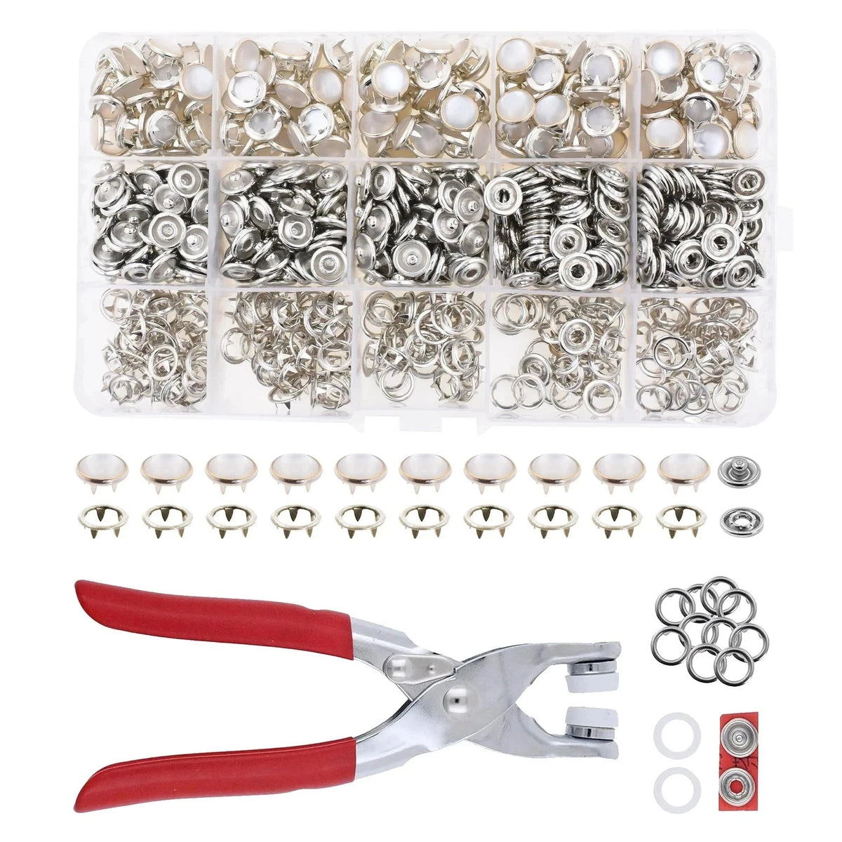 Set of 200 Pearl Sewing Snaps Buttons for Various Applications