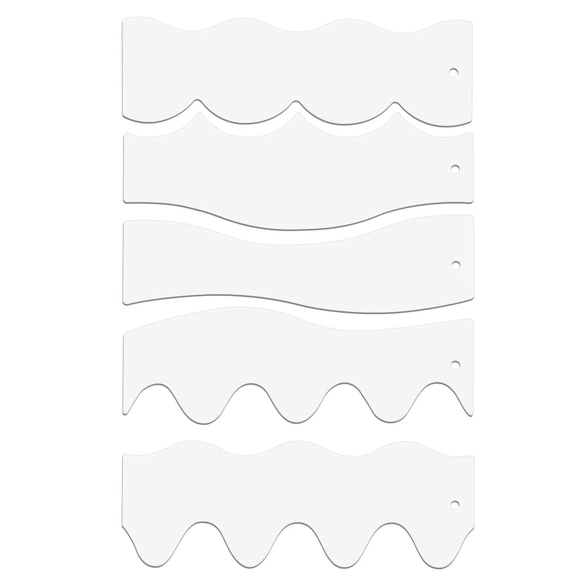5pcs Wave Edge Rulers for Quilting Templates (Transparent Acrylic)