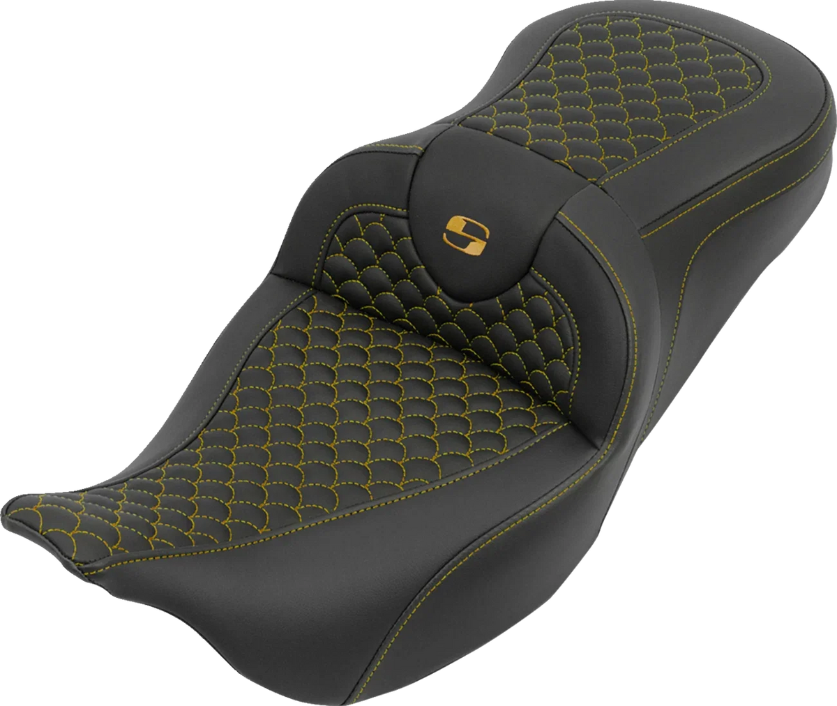 SADDLEMEN Roadsofa Seat for Harley Davidson (2014–2023) - Dragon Stitch, Gold Stitch