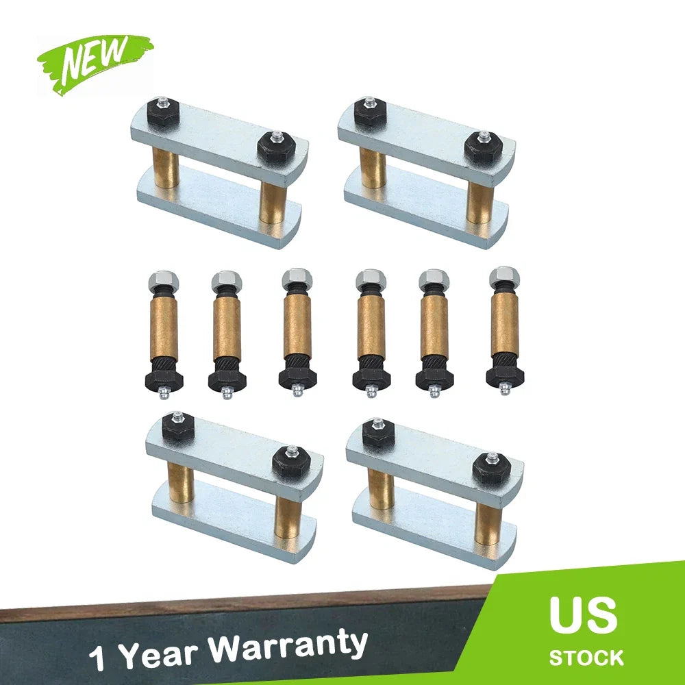 Set of 4 Greasable Shackle Spring Bolt Link Kit for Tandem Axle Trailer (3.125")