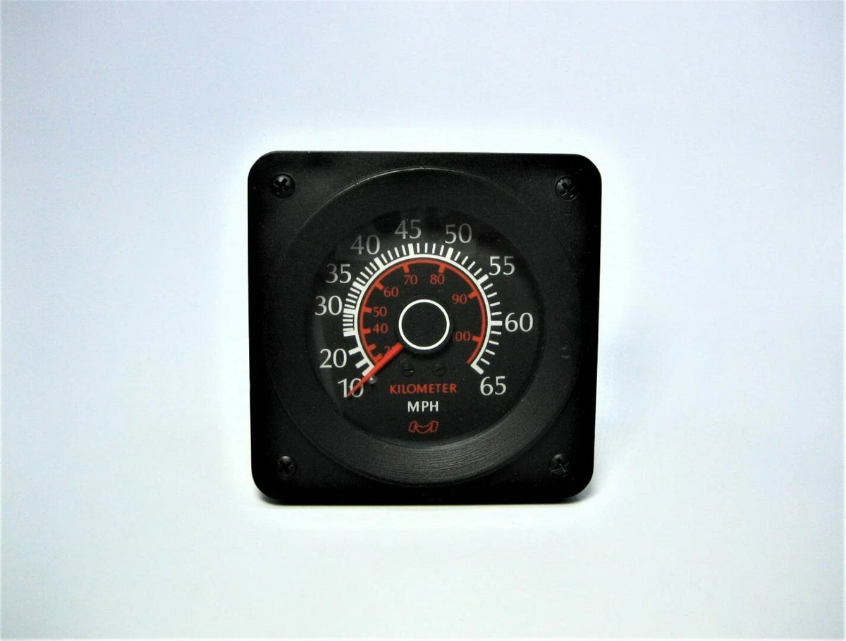 Square 4" Black Face 0-65 MPH Gauge + Bracket for Medallion 4522