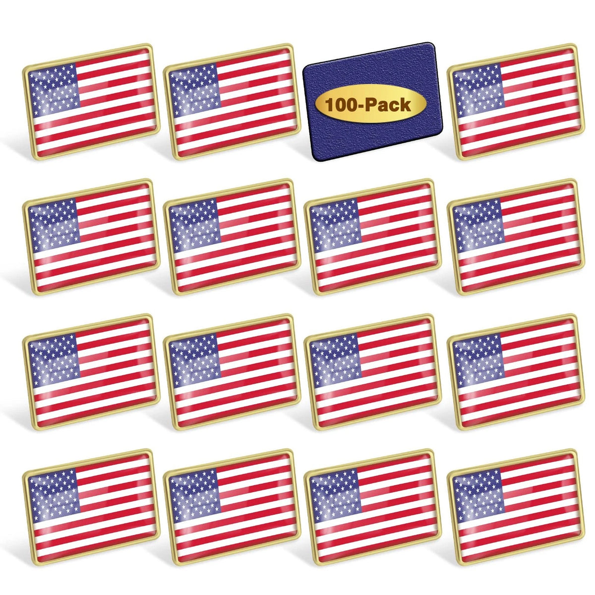 50 Pcs American Flag Lapel Pins for USA Patriot (Bulk Metal)