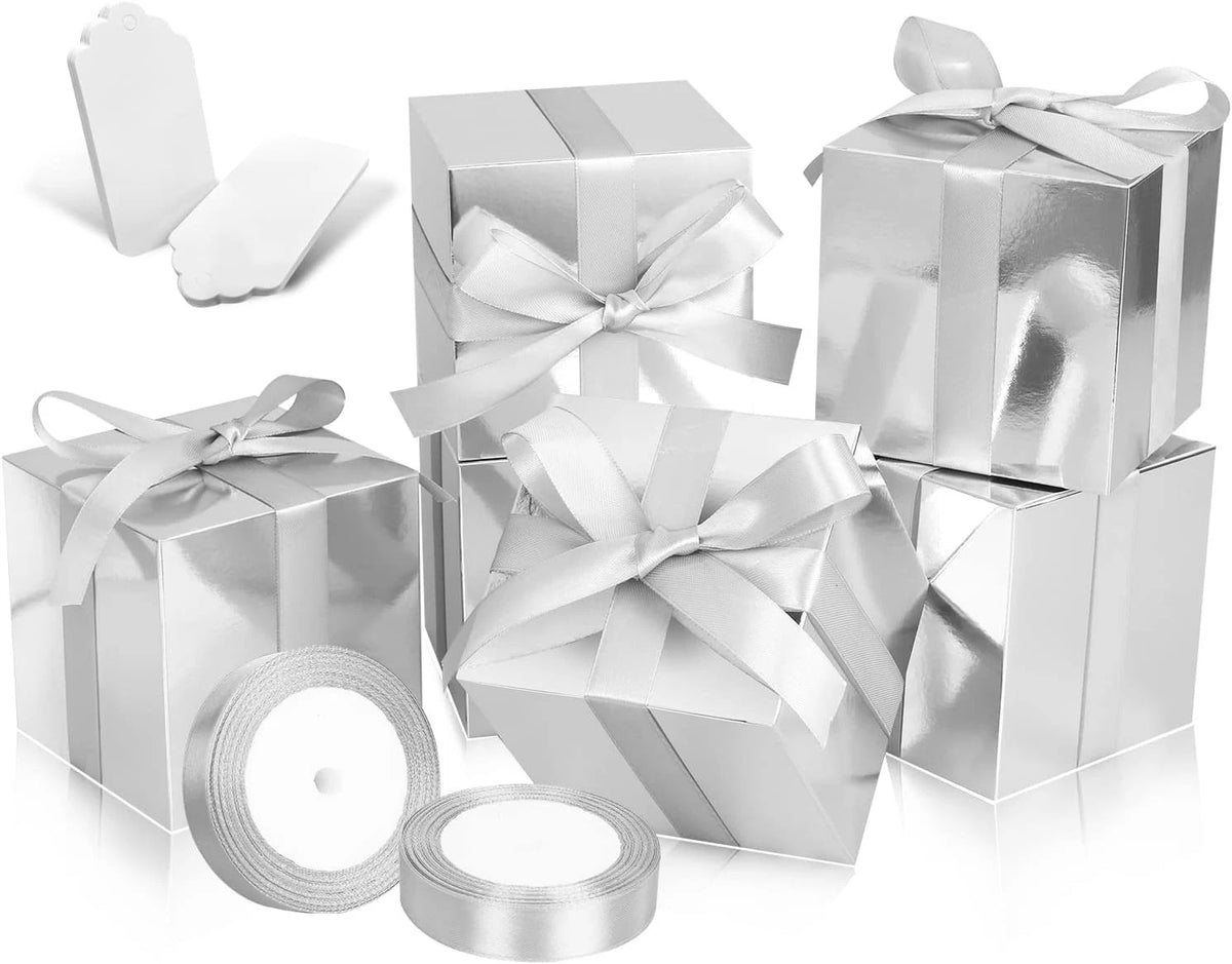 30 Pack Silver Gift Boxes 5x5x5 Inch