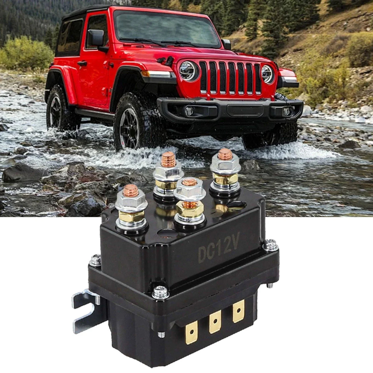 Winch Contactor Relay 12 Volt with Aluminum Alloy Terminals for Universal Fit
