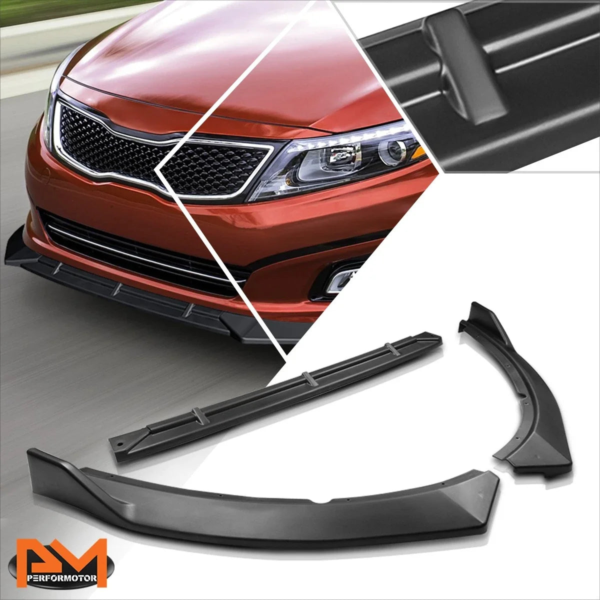 STP-Style Matte Black Front Bumper Body Kit Lower Spoiler Lip for Optima (2014–2015)
