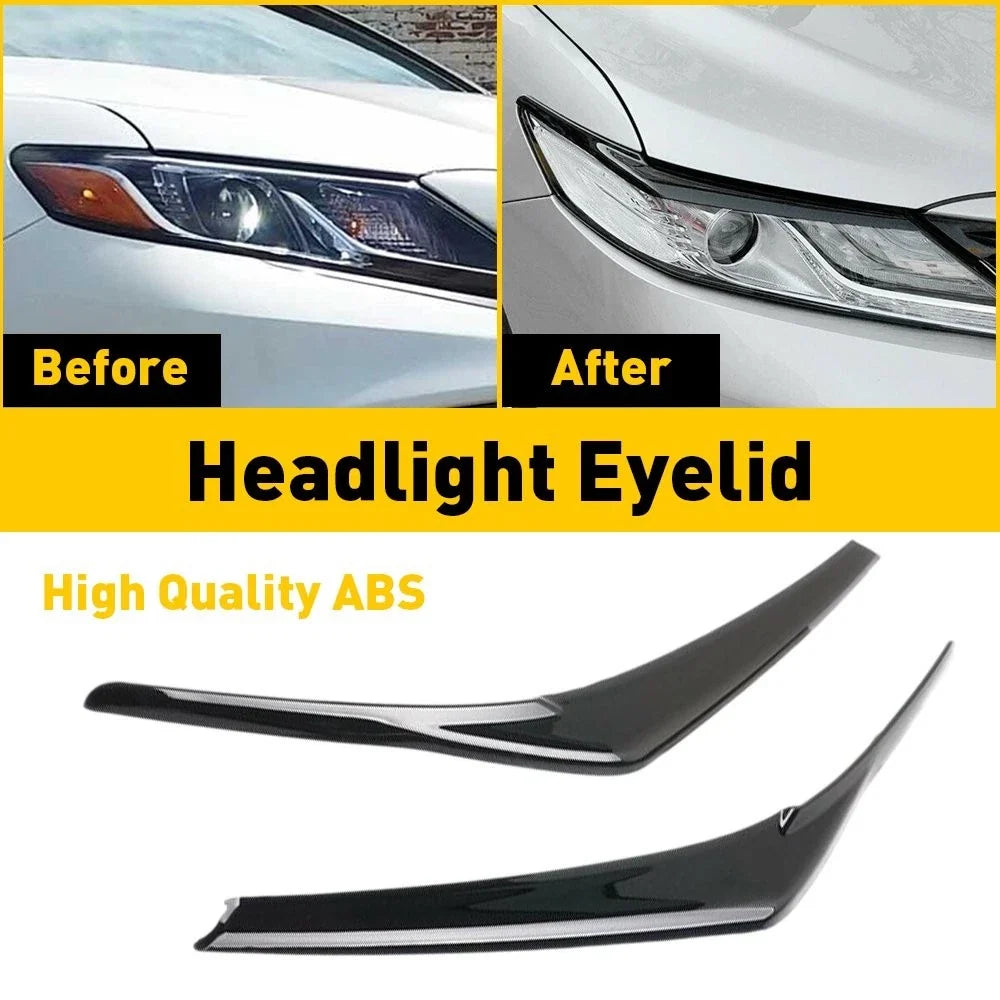 Glossy Black Headlight Eyelid Covers for Toyota Camry (2018–2022)