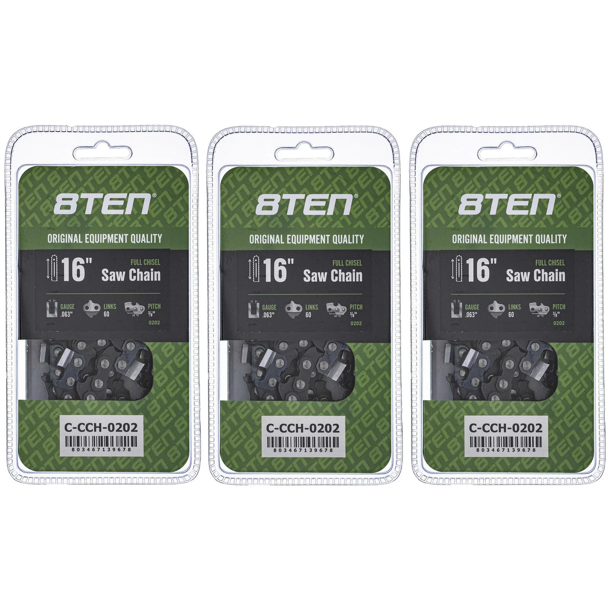3 Pack Full Chisel Chainsaw Chain 16 Inch .063 3/8 60DL for Stihl MS 260 360