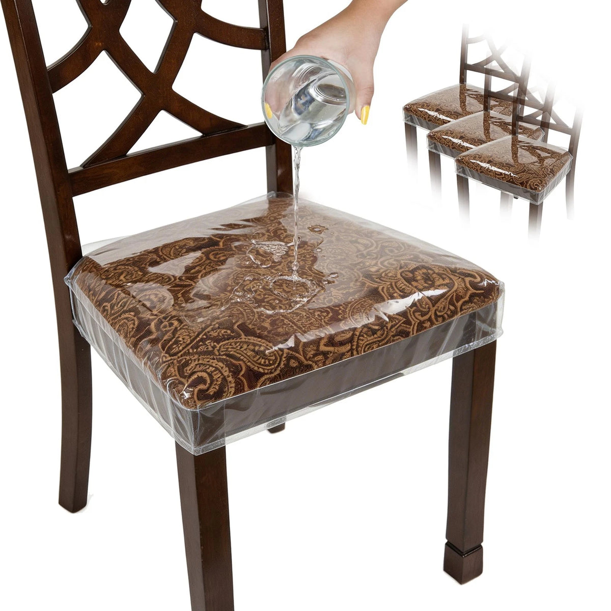 Set of 4 Plastic Chair Covers for Dining Chairs - Clear
