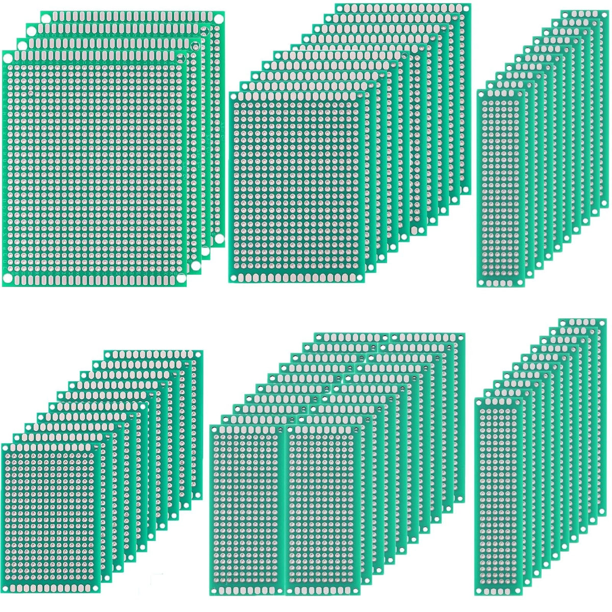 64 pcs Green Double Sided PCB Board for Circuit and Perf