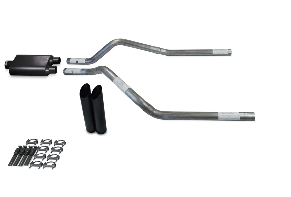 2.5" Dual Exhaust Kit for Chevy Blazer (2000–2004) - 2 Chamber Muffler, Black Tips