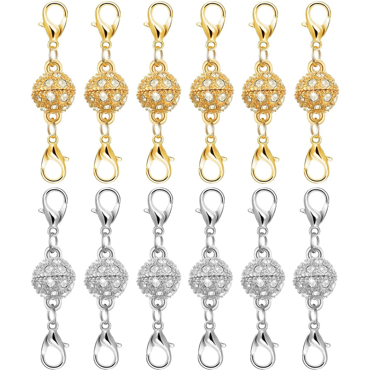 12PCS Magnetic Necklace Clasps and Closures - Gold & Silver