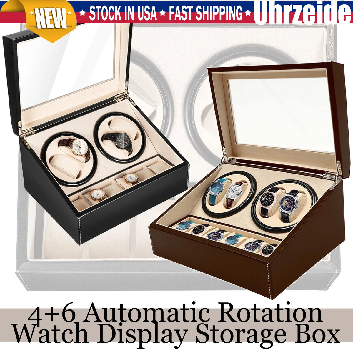 4+6 Automatic Rotation Watch Winder Display Case for Lurxy