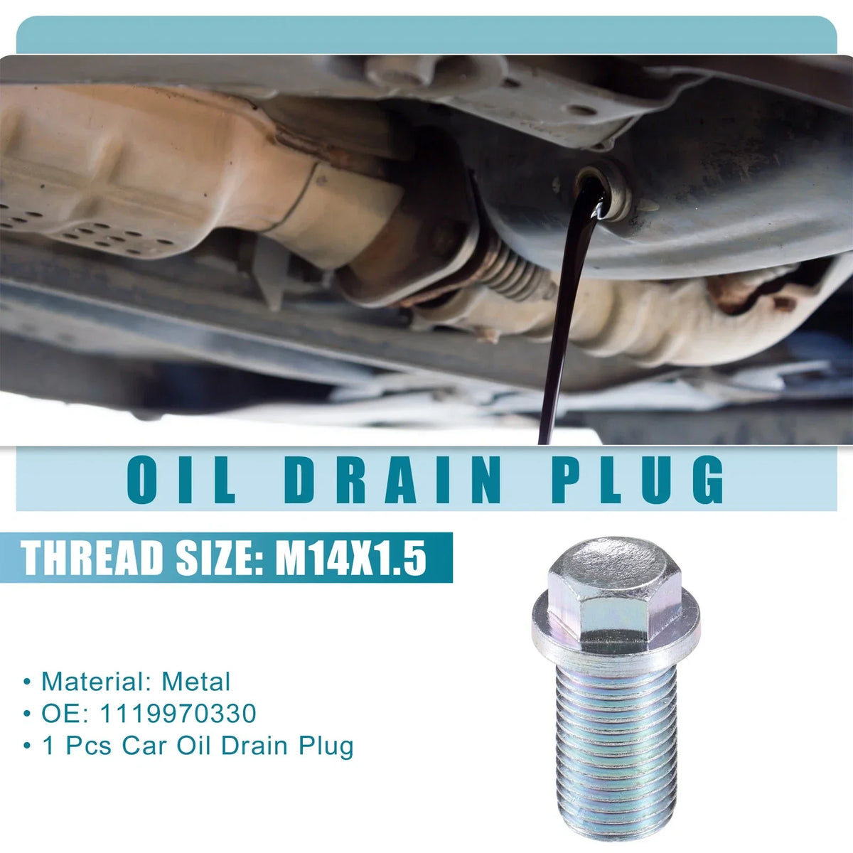 Oil Drain Plug for Mercedes-Benz 190D (1984-1989) Silver Tone