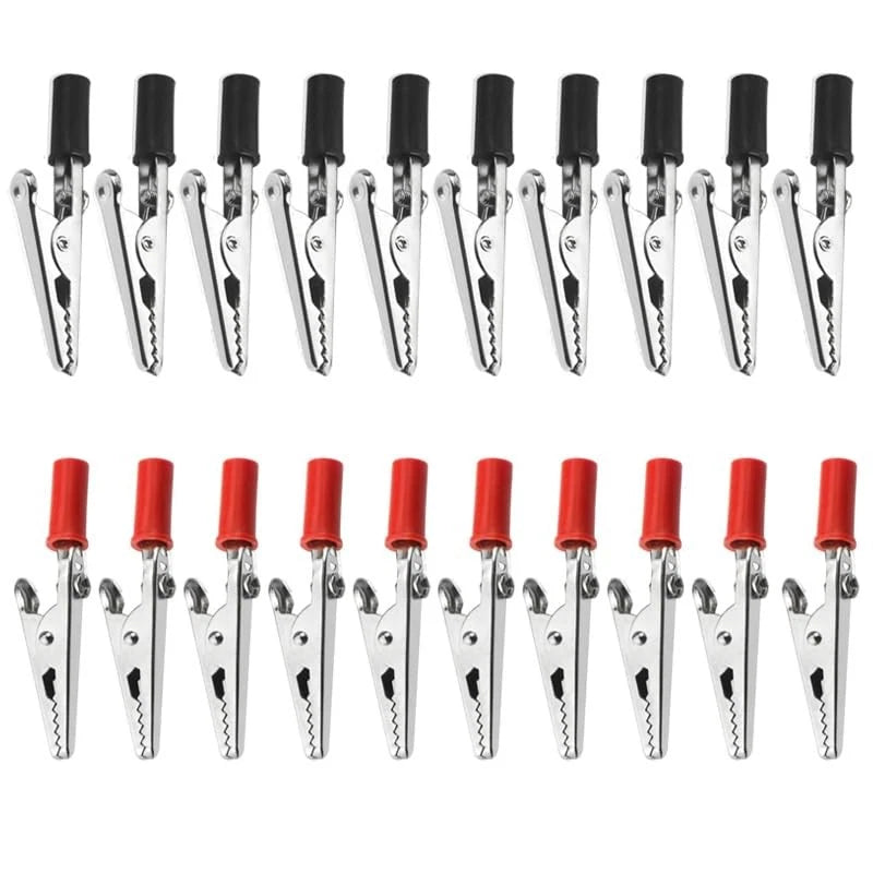 20 Pcs Red and Black Metal Alligator Clips for Electrical Testing
