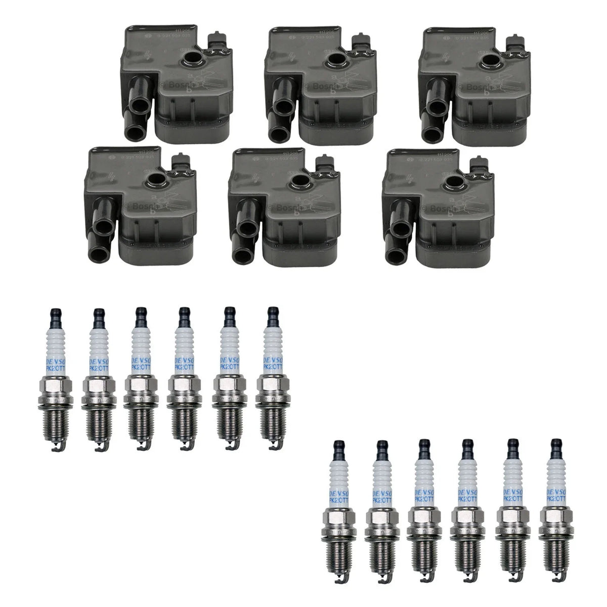 Set of 6 Ignition Coils & 12 Platinum TT Spark Plugs for Mercedes W203 R170 (2000–2006)
