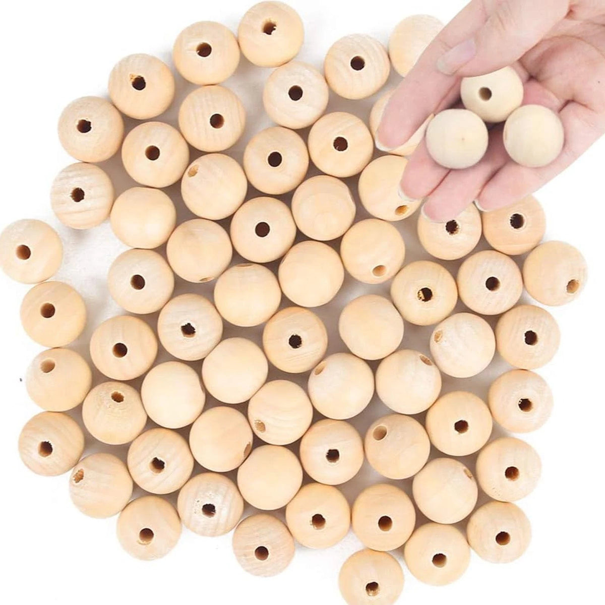 25mm Wood Beads Set of 65 for Crafting and DIY Projects