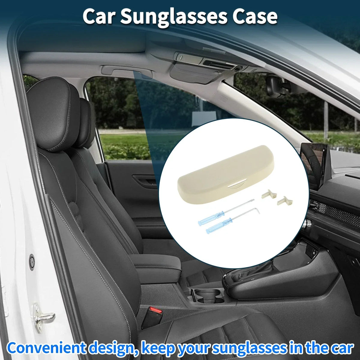 Sunglasses Case for Honda Accord (2018–2024) Eyeglasses Holder Storage Box Beige