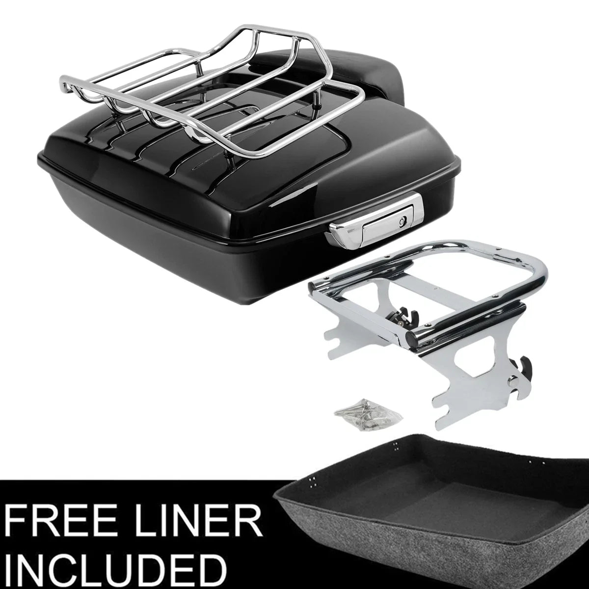 Chopped Trunk Backrest Pad Mount Rack for Harley Touring Road Glide (1997–2008)