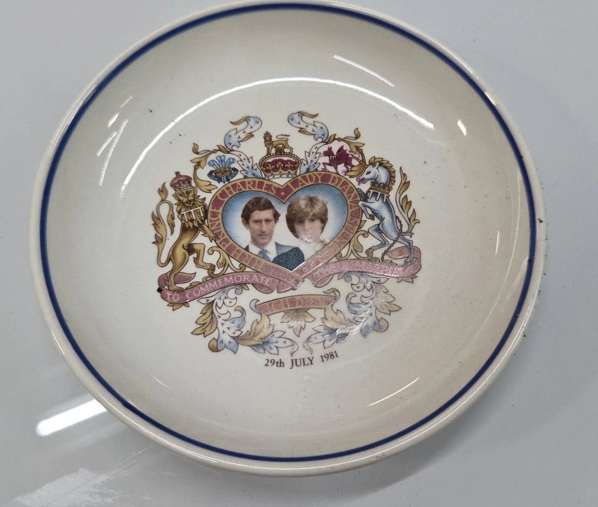 Commemorative Wedding Dish for Midwinter Prince Charles Lady Diana (4")