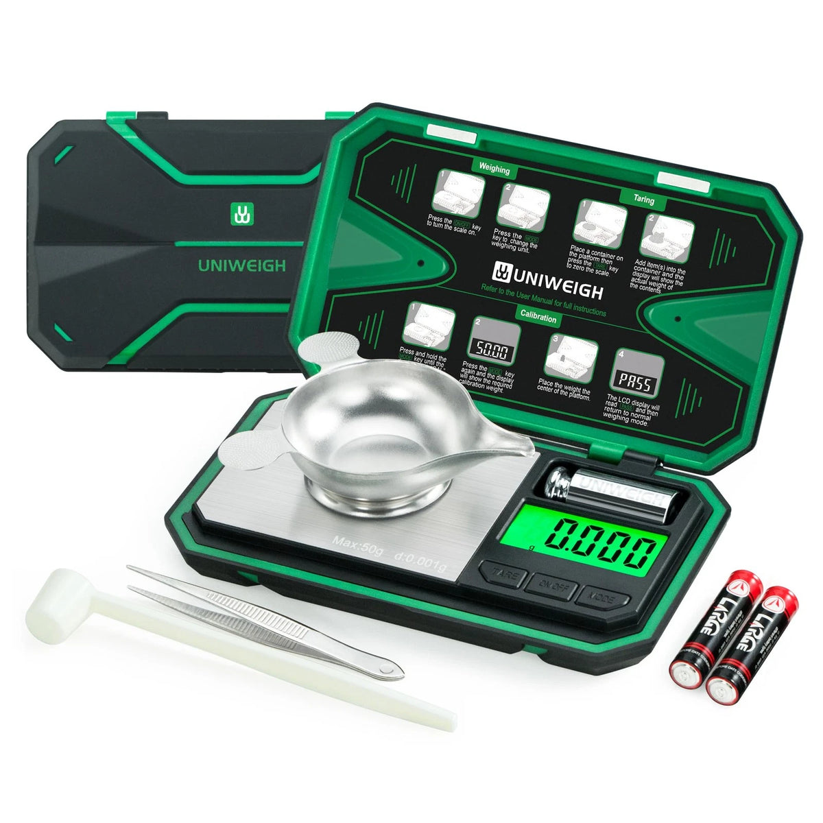 Milligram Scale for Jewelry (0.001g/50g) - Digital Precision Green