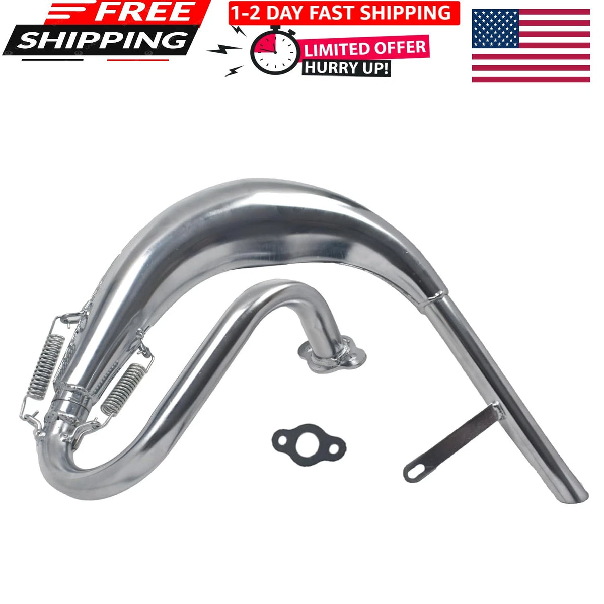 Performance Chrome Exhaust Muffler Expansion Chamber Pipe for