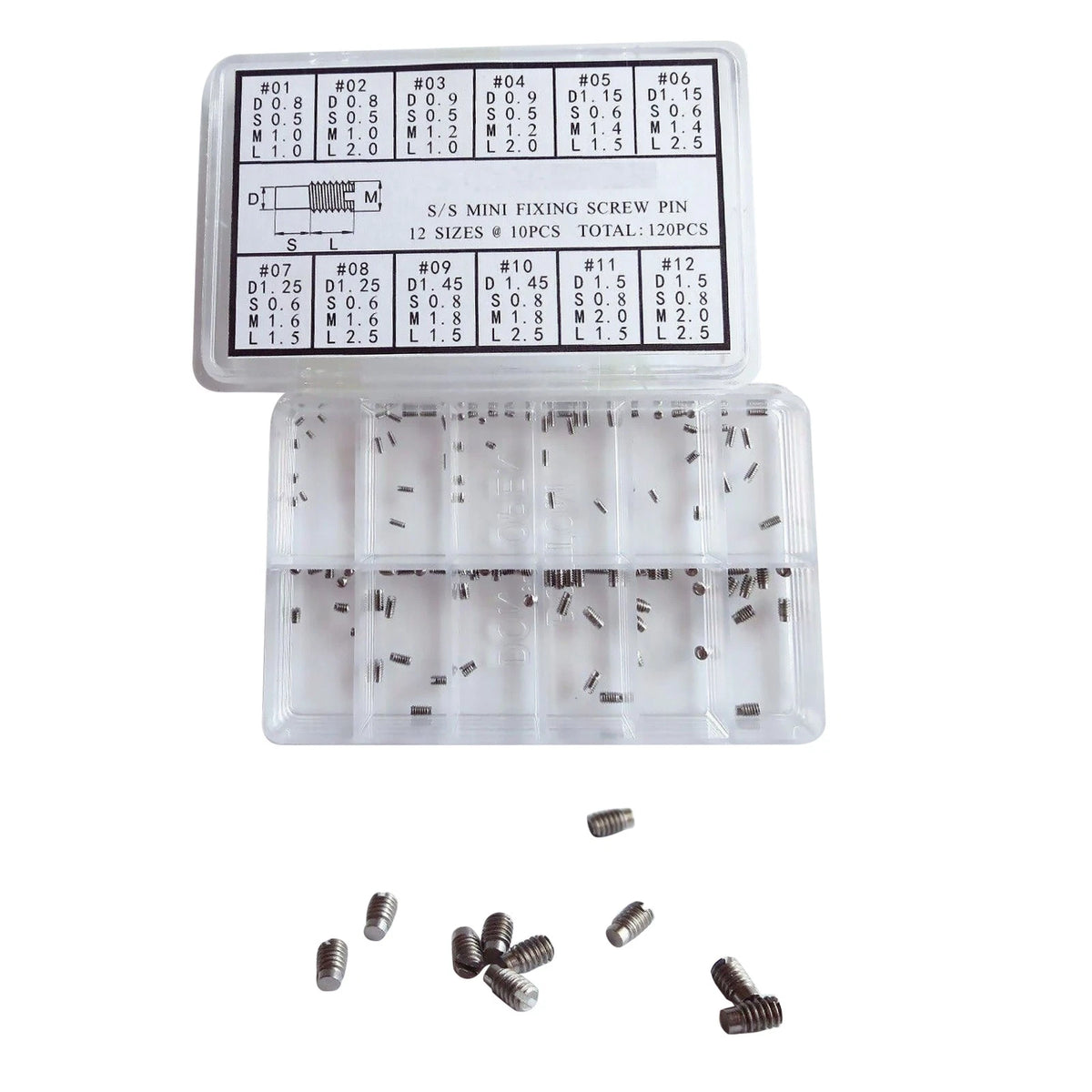 120 Pack Stainless Watch Fixing Screws Pins for Watchmaker Repair Tools