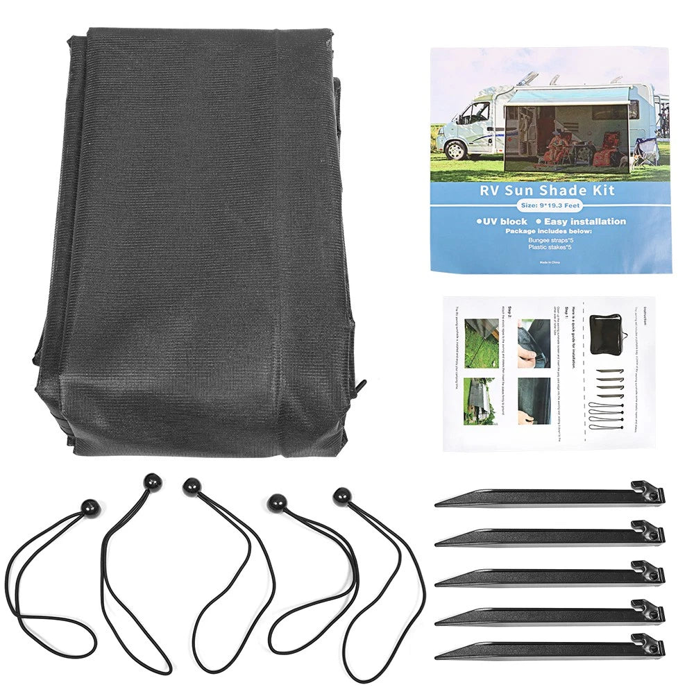 Sun Shade Privacy Screen Kit 9'x20'3" for RV (BCK85283K)