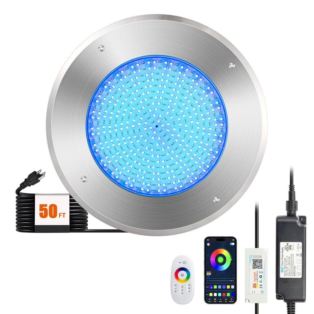 SPA LED Swimming Pool Light 12V 50FT Cord Multicolor RGB Waterproof