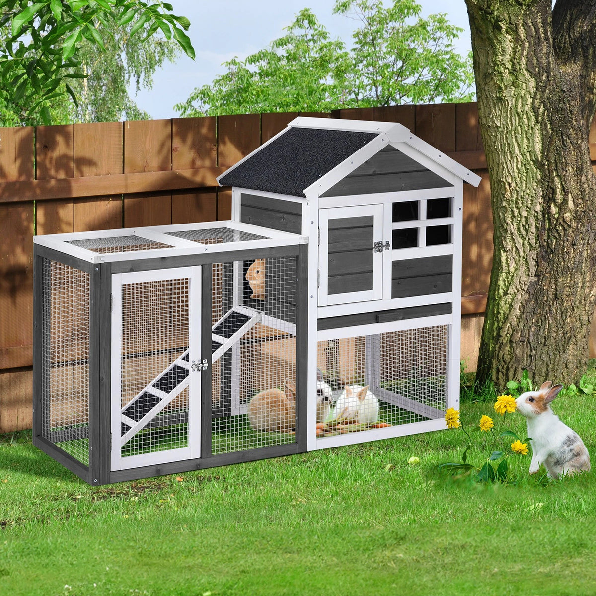 Wooden Chicken Coop Hen House with Nesting Box for Backyard