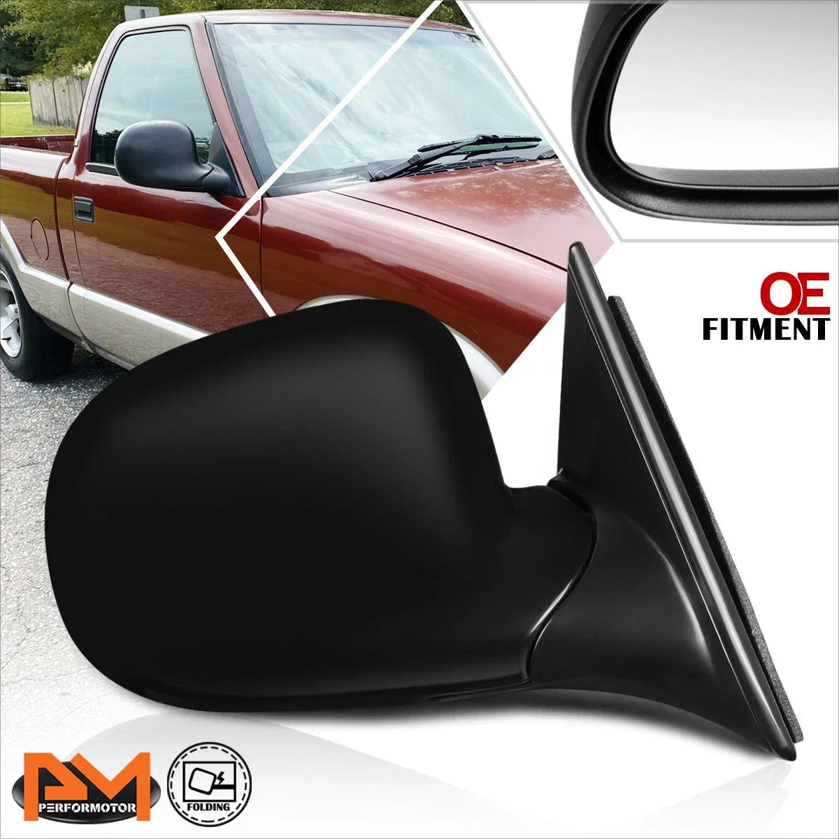 Powered Door Mirror Right for Chevy S10/GMC Sonoma (1994–1997)