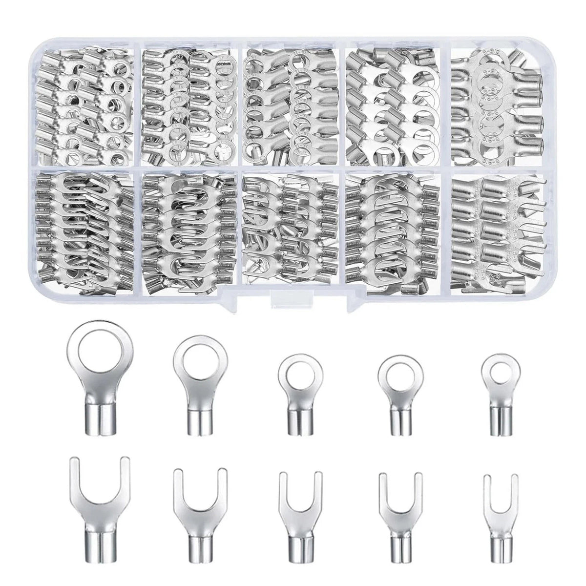 320Pcs Copper Non-Insulated Ring Fork Wire Lugs Crimp Connectors for RV Trailer